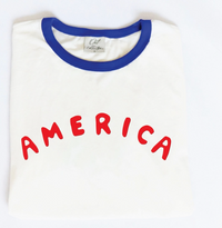 blue: America Puff Ringer Graphic T-Shirt