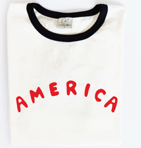 black: America Puff Ringer Graphic T-Shirt