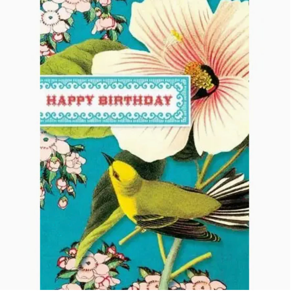 yellow bird birthday greeting card