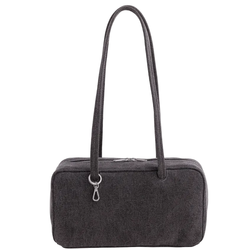 Denim Black Bowler Bag
