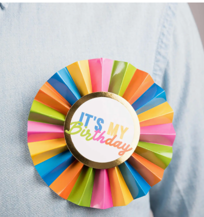 Rainbow It's My Birthday Paper Badge