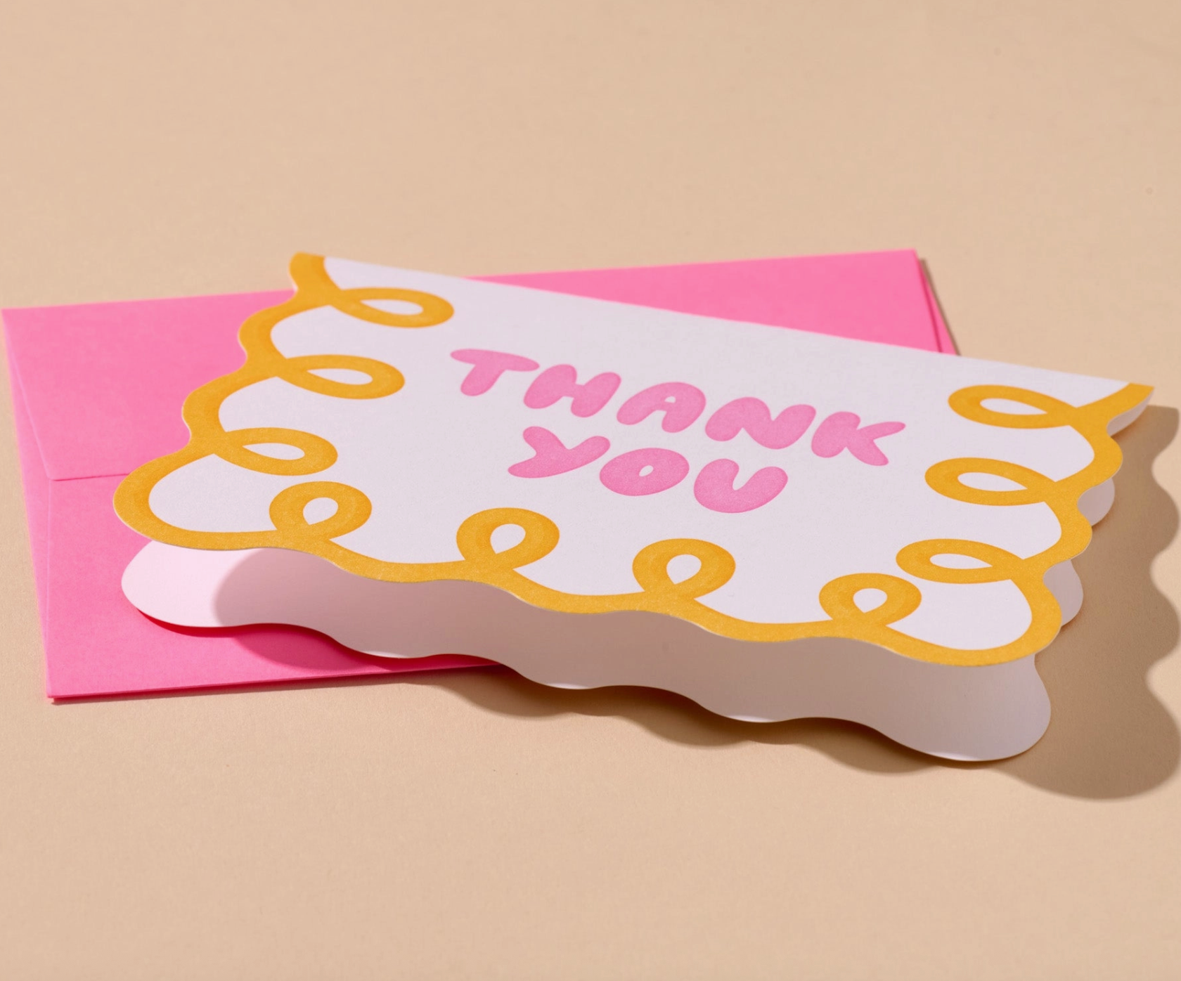 Scallop Thank You Notecard—Coquette Pink: letterpress box set