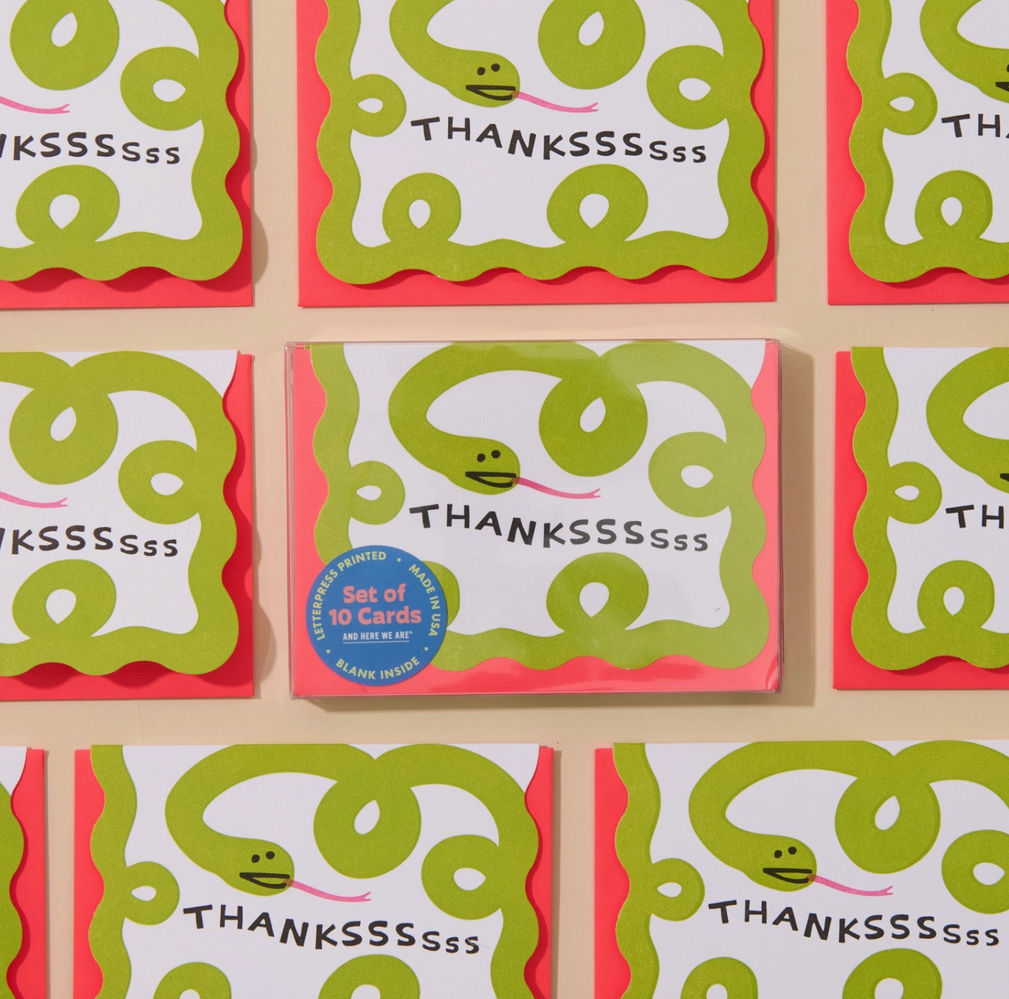 Snake Thank You Notecard: letterpress box set