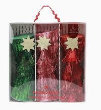 Colorful Tinsel Christmas Tree Confetti Crackers (6 Count)