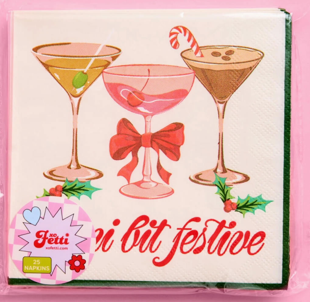 Christmas Cocktail Napkins 25pk | Tini Bit Festive Holiday