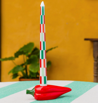 Red & Green Check Dinner Candles - 2 Pack | Christmas Candles
