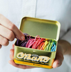 gold tin, 8-color mix: rubberbands