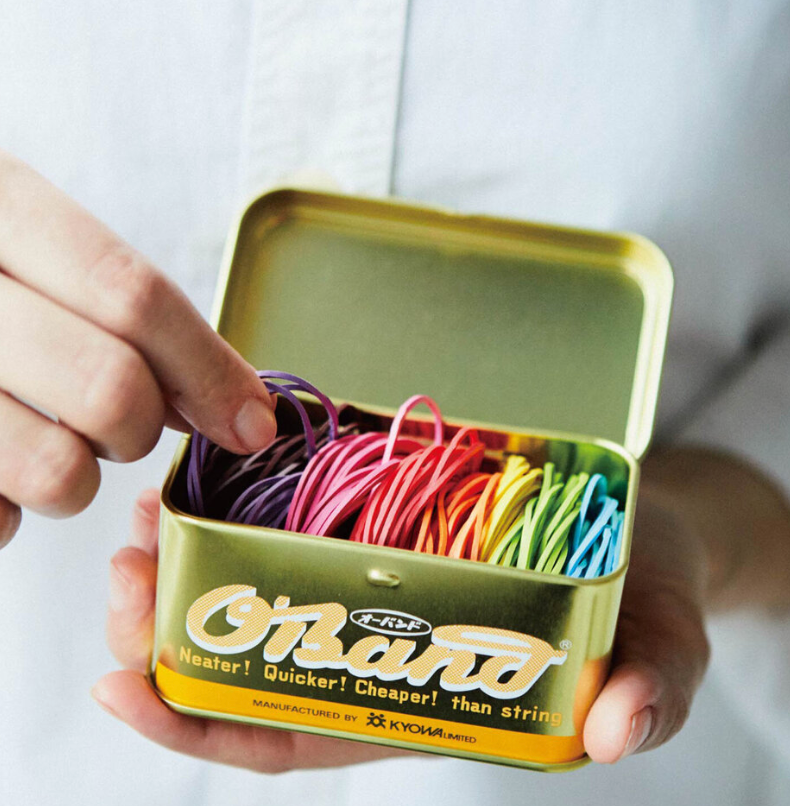 gold tin, 8-color mix: rubberbands