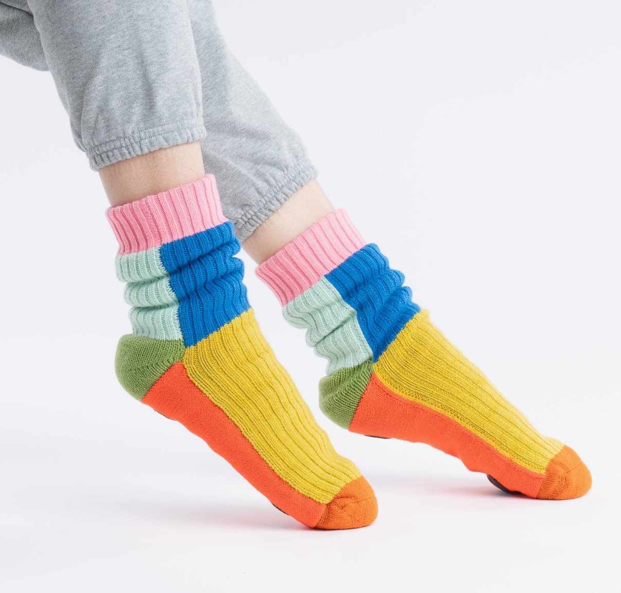 olive/cobalt: Kaleidoscope House Sock