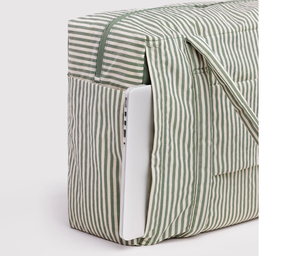 sage stripe: cloud carry on