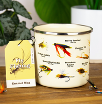 Fly fishing lure enamel mug