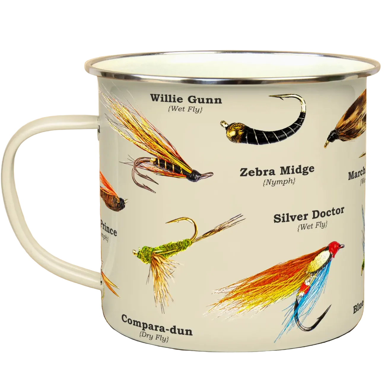 Fly fishing lure enamel mug