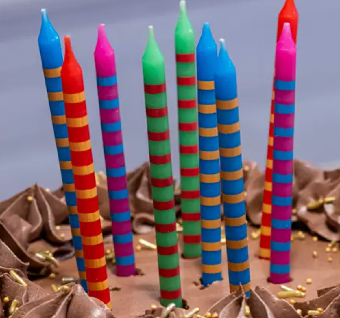 rainbow stripe candles