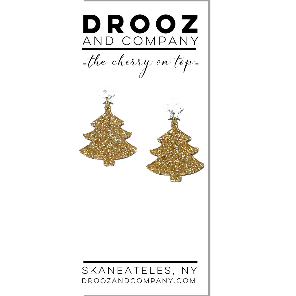 gold Christmas resin tree Earrings
