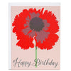 Happy Birthday Neon Red Poppy Note Card