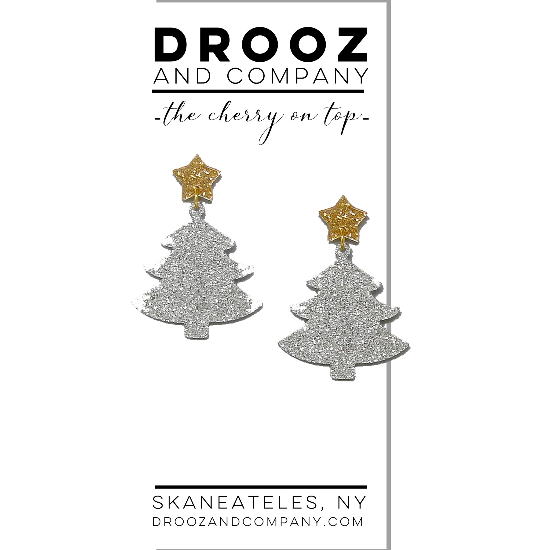silver Christmas resin tree Earrings