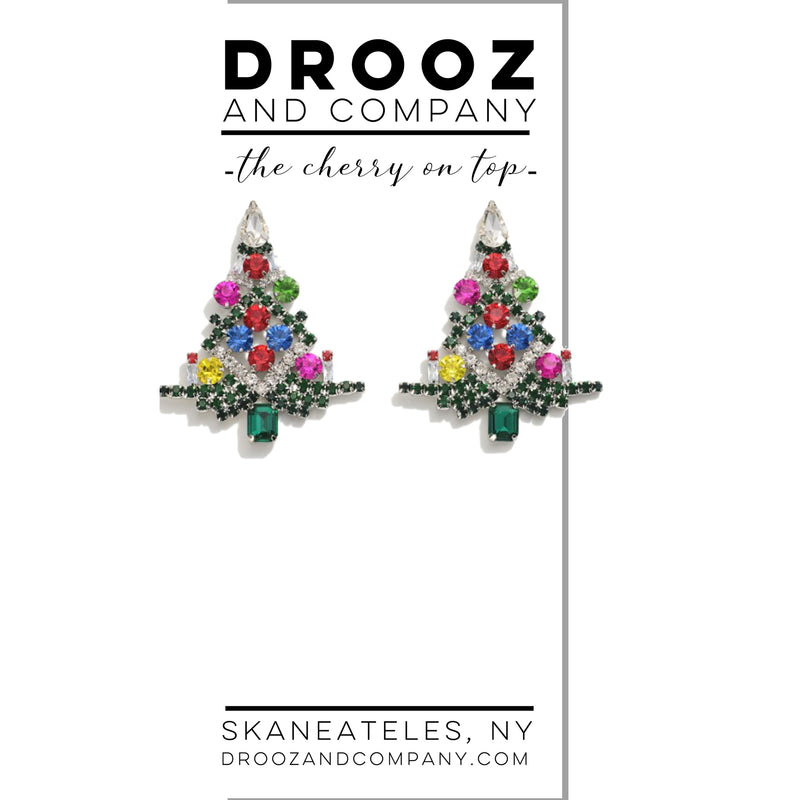 rhinestone tree earrings