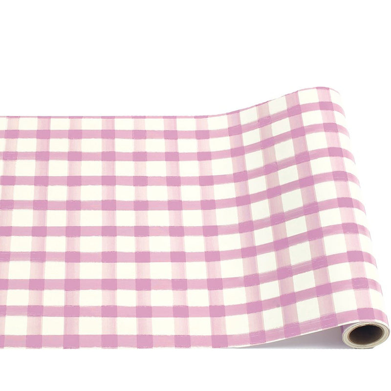 lilac painted check: paper table runner