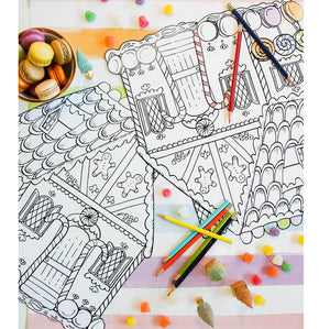 Color-in  Gingerbread house Die-Cut Placemat Sheets Placemat