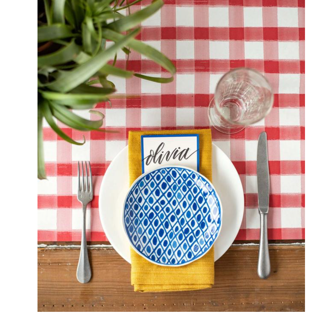 Hester & Cook Painted Check Table Runner - Thumbnail 4