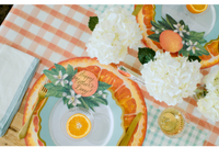orange painted check : paper table runner