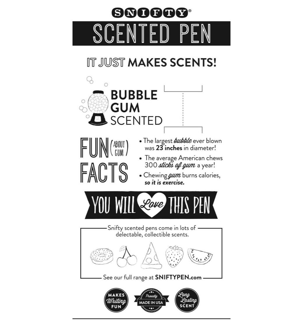 bubble gum scented pen