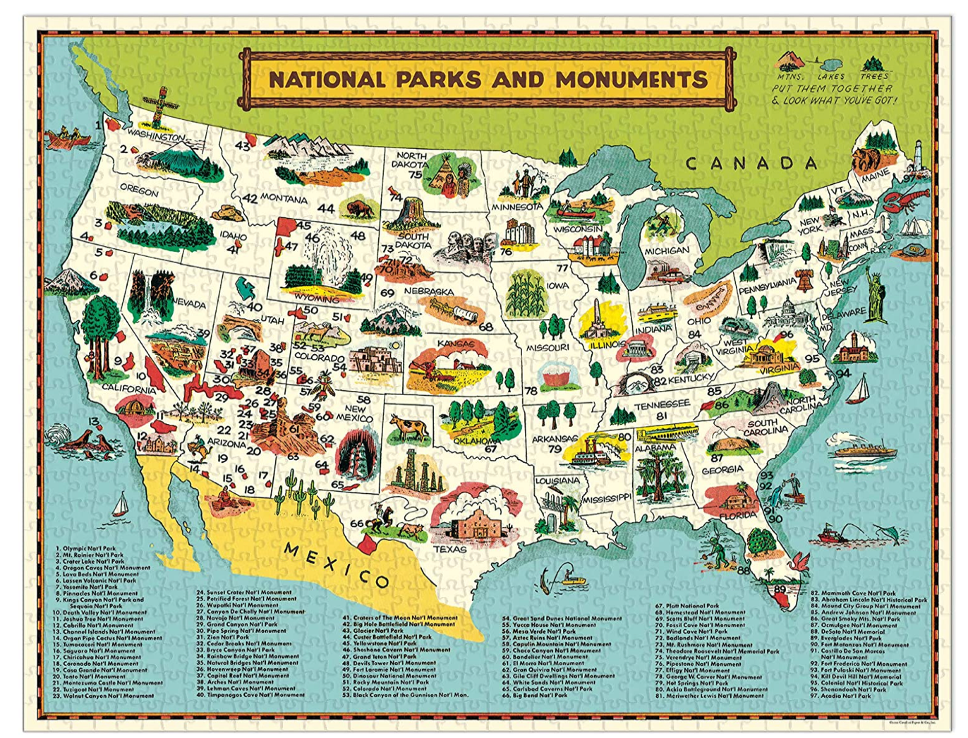 National Parks MAP 1,000 Piece Puzzle