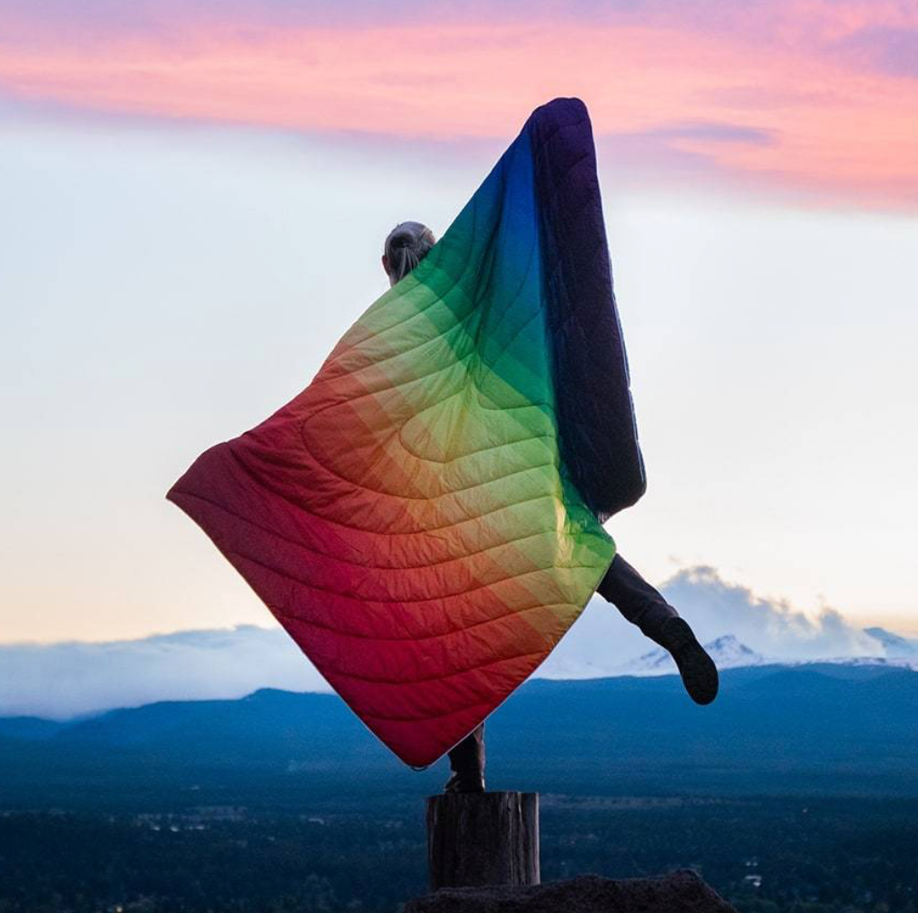 Rainbow Fade original puffy Rumpl Blanket DROOZ Company