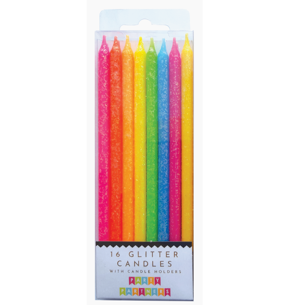 tall neon glitter 16- candles