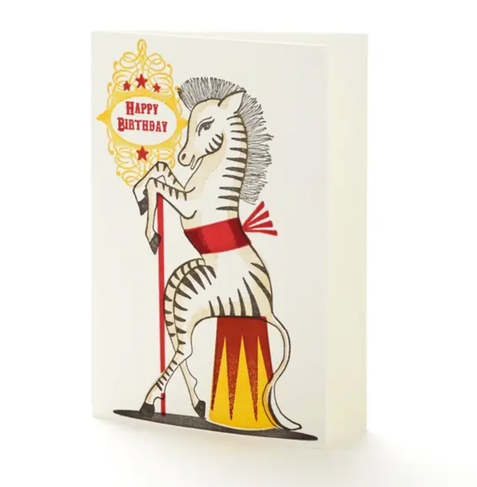 happy zebra  birthday greeting card
