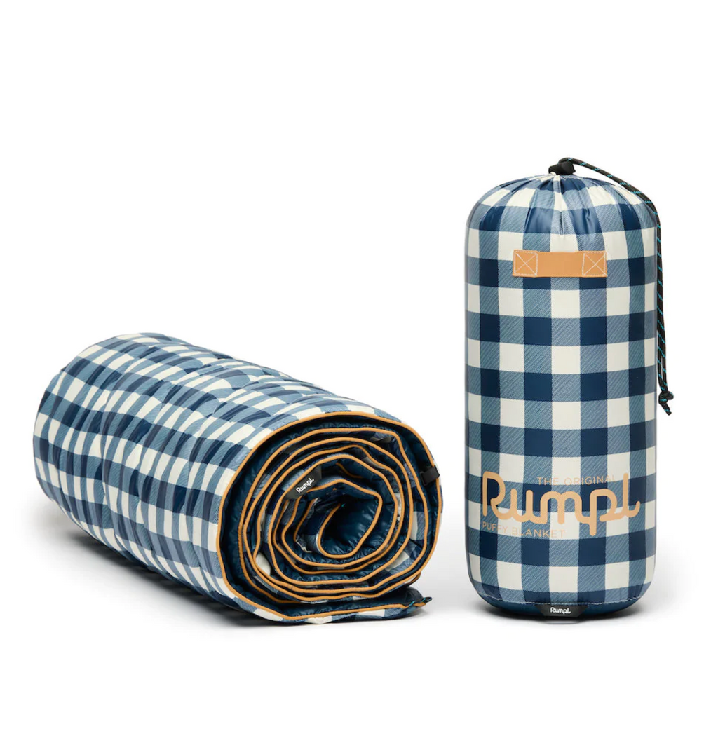 navy gingham- original puffy Rumpl Blanket