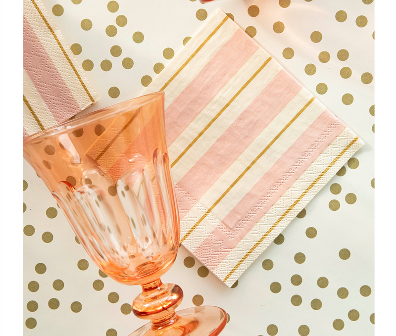 pink stripe cocktail napkin