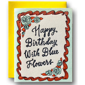 ..with blue flowers : greeting card