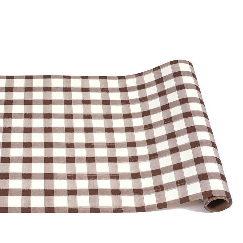 brown painted check: paper table runner