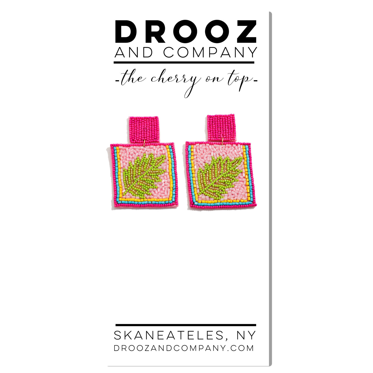 fuchsia palm earrings