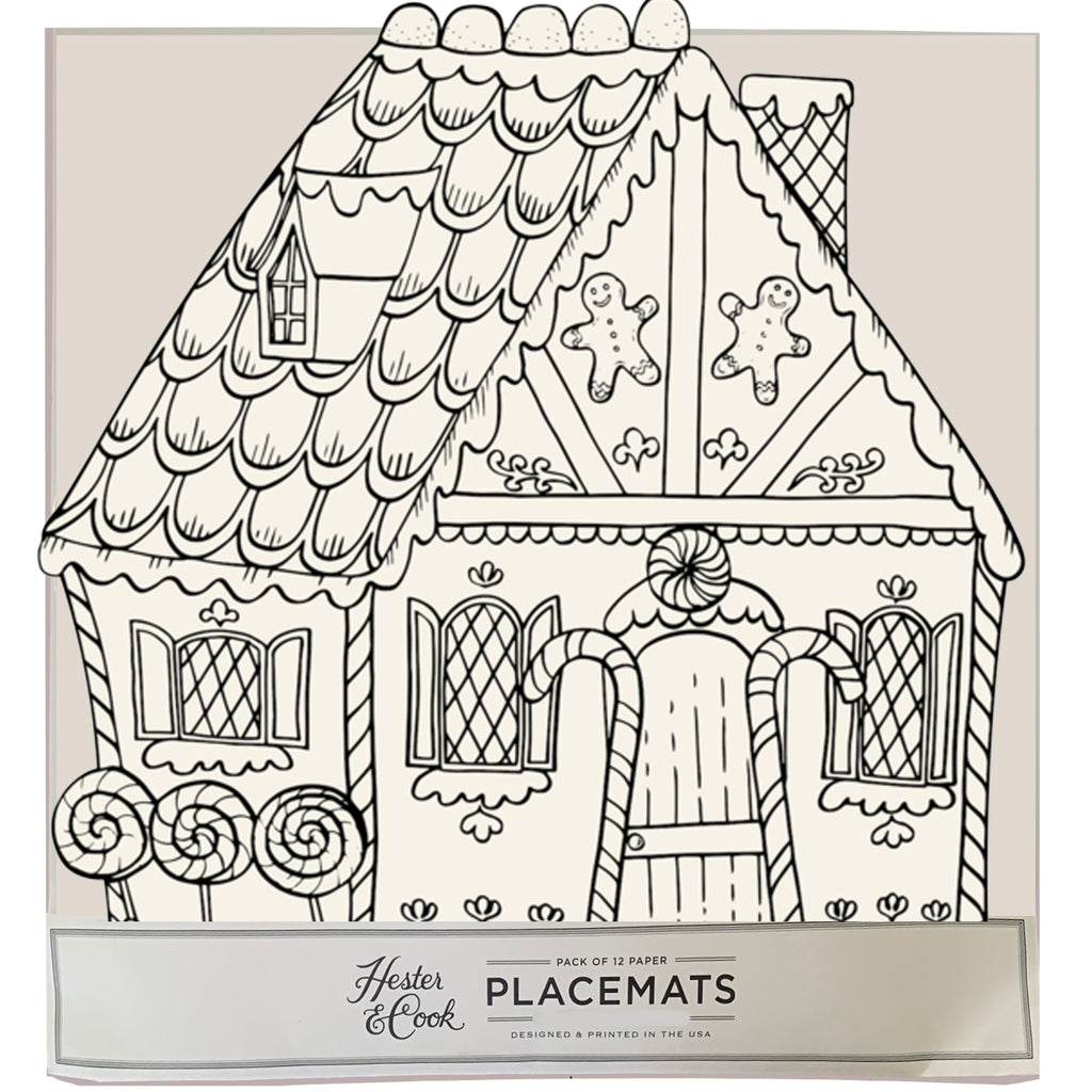 Color-in  Gingerbread house Die-Cut Placemat Sheets Placemat