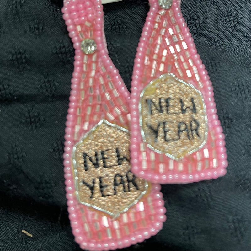 happy new year bottle earrings