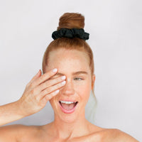 Black satin sleep scrunchies