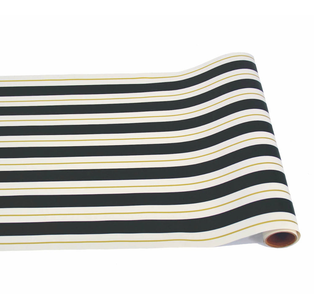 Black + gold stripe check : paper table runner