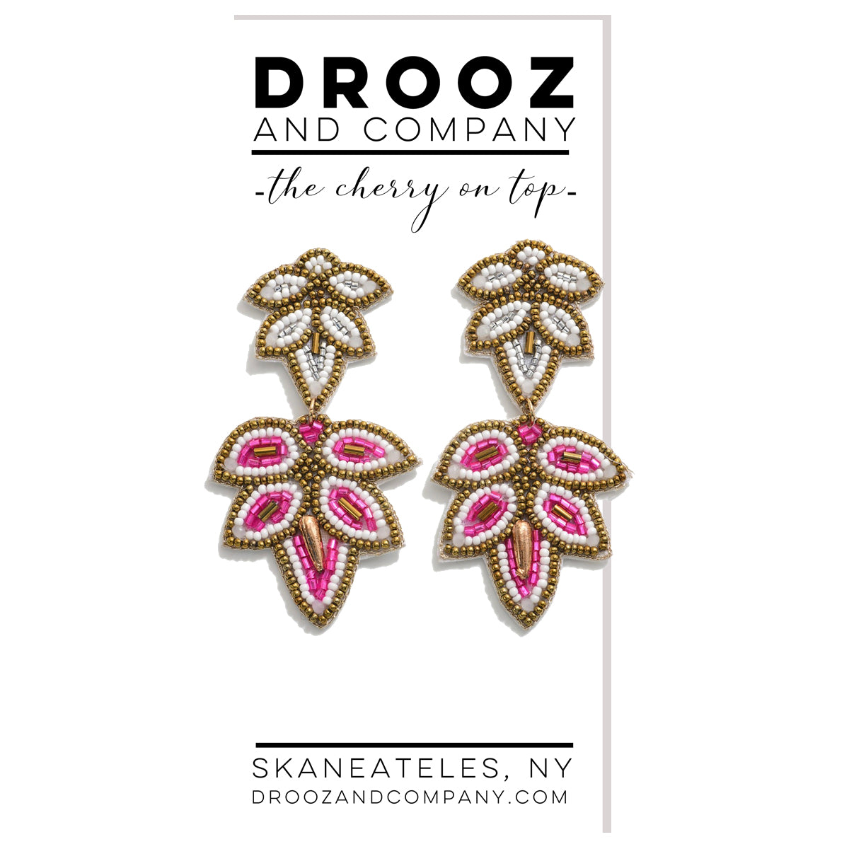 Pink Leaf Earrings- the cherry on top