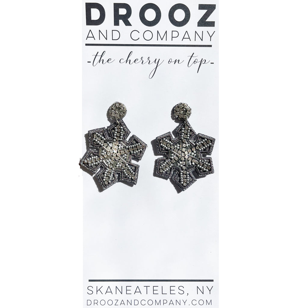 Beaded snowflakes Earrings- the cherry on top