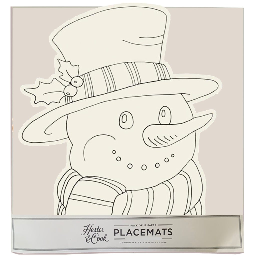 Snowman color-in Placemat Sheets Placemat