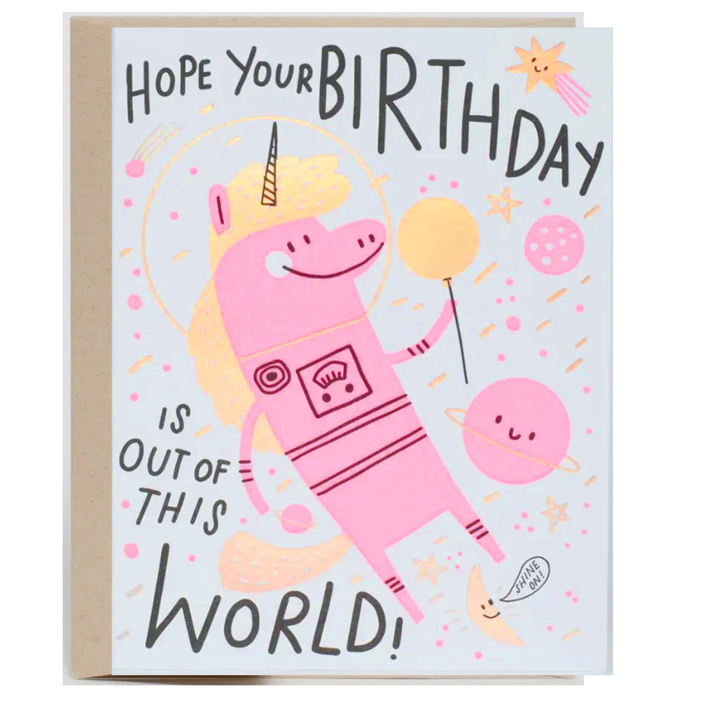 out of this world birthday greeting card